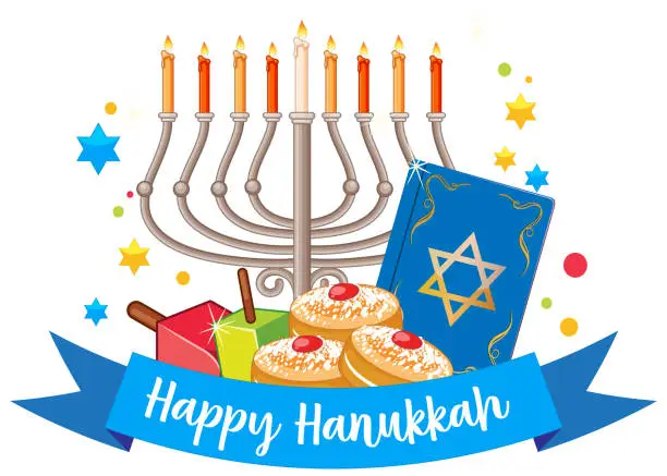 Vector illustration of Happy Hanukkah Banner Design