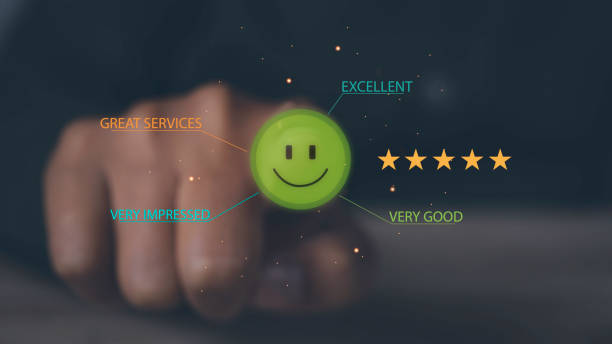 istock Man hand choosing happy smile face positive mindset selection for feedback review satisfaction service. 1498837328