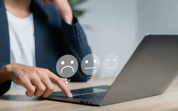 istock Customer Experience dissatisfied Concept, Unhappy man customer giving sadness emotion face on online survey, Bad review, bad service dislike bad quality, low rating, social media not good. 1498837982