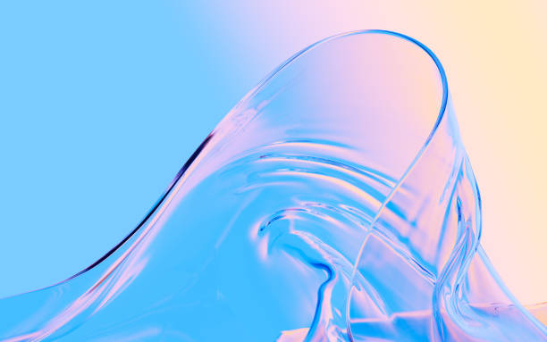 istock Abstract flowing transparent glass background, 3d rendering. 1498839195
