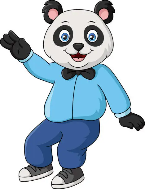 Vector illustration of Cute panda cartoon in clothes