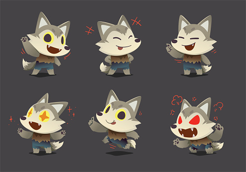 set of monster werewolf character mascot collection