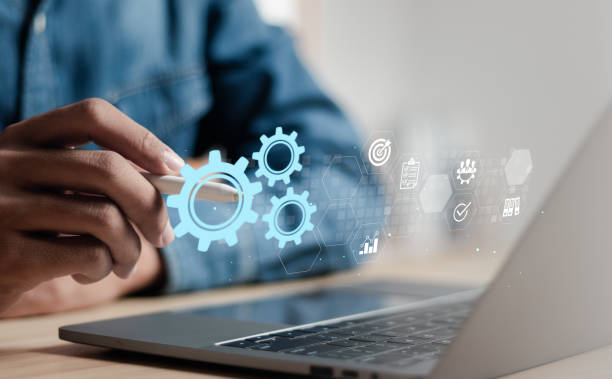 istock Concept for success. Business process analysis and innovation with global network connectivity. 1498846860