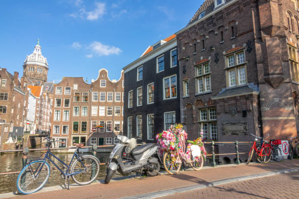 istock Bicycles and Scooter on the Amsterdam Bridge 1498848451