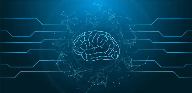Vector illustration of Hi-tech brain - Artificial Intelligence