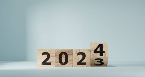 compte à rebours jusqu’en 2024. année de chargement de 2023 à 2024. concept de début d’année - countdown leader photos et images de collection