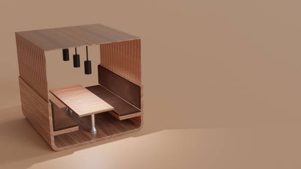 istock 3d render wooden Empty Seating Area For Meetings In Modern Open Plan Office illustration with empty space 1498854219