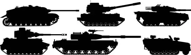 Vector illustration of Tank Silhouettes