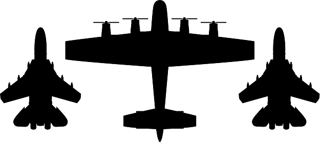 Military plane silhouettes.