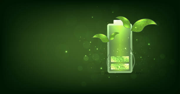 istock Green battery with leaves. Eco Green Energy Sign. 1498861498