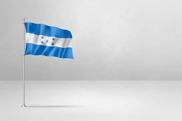 istock Honduras flag isolated on white concrete wall background 1498862297