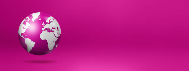 istock World globe, earth map, isolated on pink. banner background 1498862560