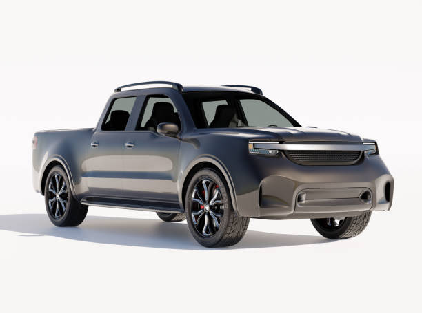 istock Black Electric Pickup Truck on white background 1498862819