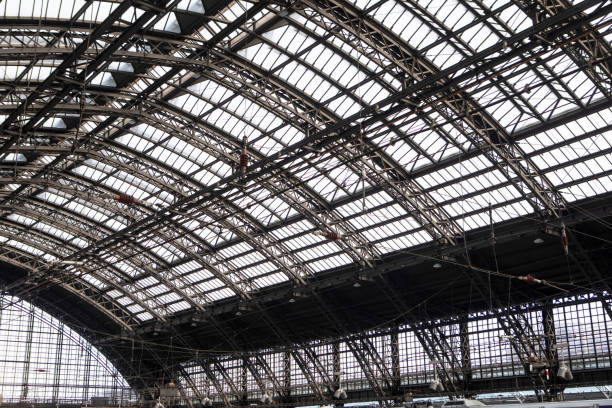 Railway station in the German city of Cologne - roof viewed from a low angle