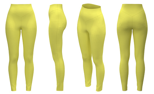 Yoga Pants. Leggings mockup. Women leggins template. Yellow Sport Yoga pants
