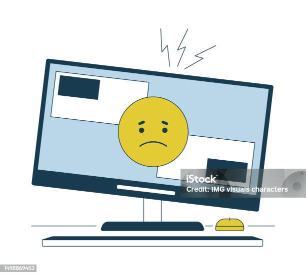 Computer Issues Transparent Computer Problem Flat Line Vector Spot Illustration Stock Illustration ...