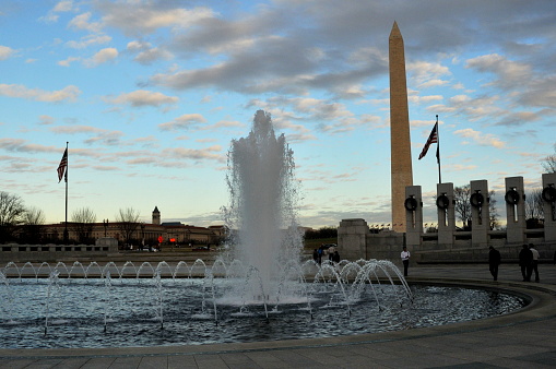 Washing D.C. USA- November 29, 2011: Washington is the great capital of a great nation in the world. There are so many gorgeous public buildings around the area of National Mall. Here is the National World War II Memorial.