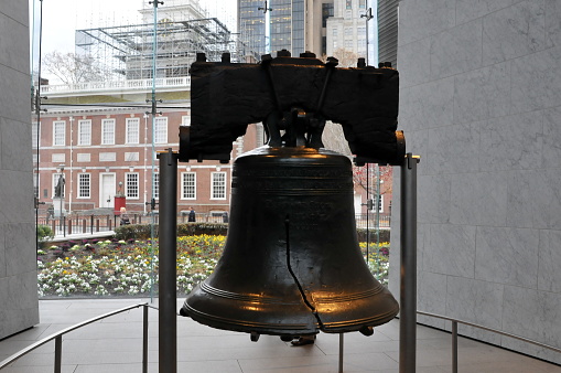 Philadelphia, PA, USA- November 30, 2011: Here is the Liberty Bell in the Independence Hall in Philadelphia.
