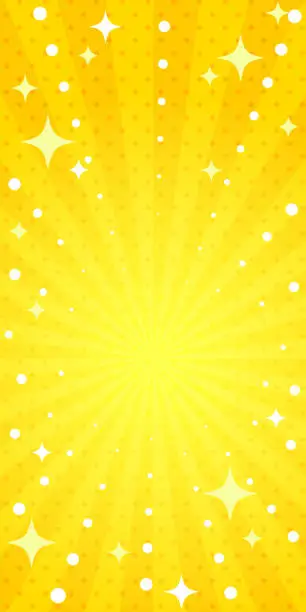 Vector illustration of Cute background illustration of concentrated lines with twinkling stars (yellow)