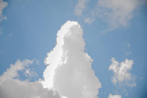 Scattered cloud clusters in a blue sky, blue sky background with white clouds.