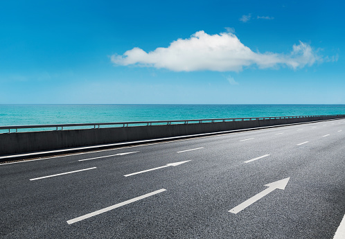 Asphalt highway beside the sea