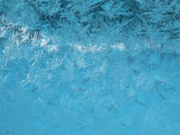 ice crystals on glass window