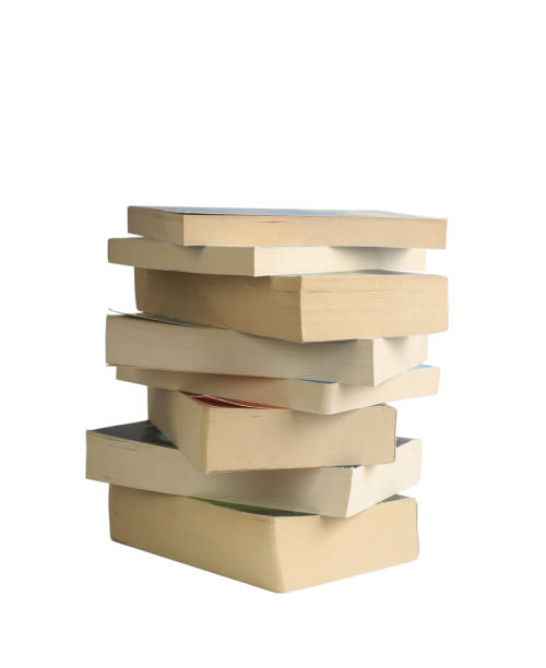 pila di libri su sfondo bianco. - paperback book stack white foto e immagini stock