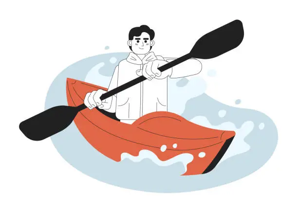 Vector illustration of Kayaking competition concept hero image