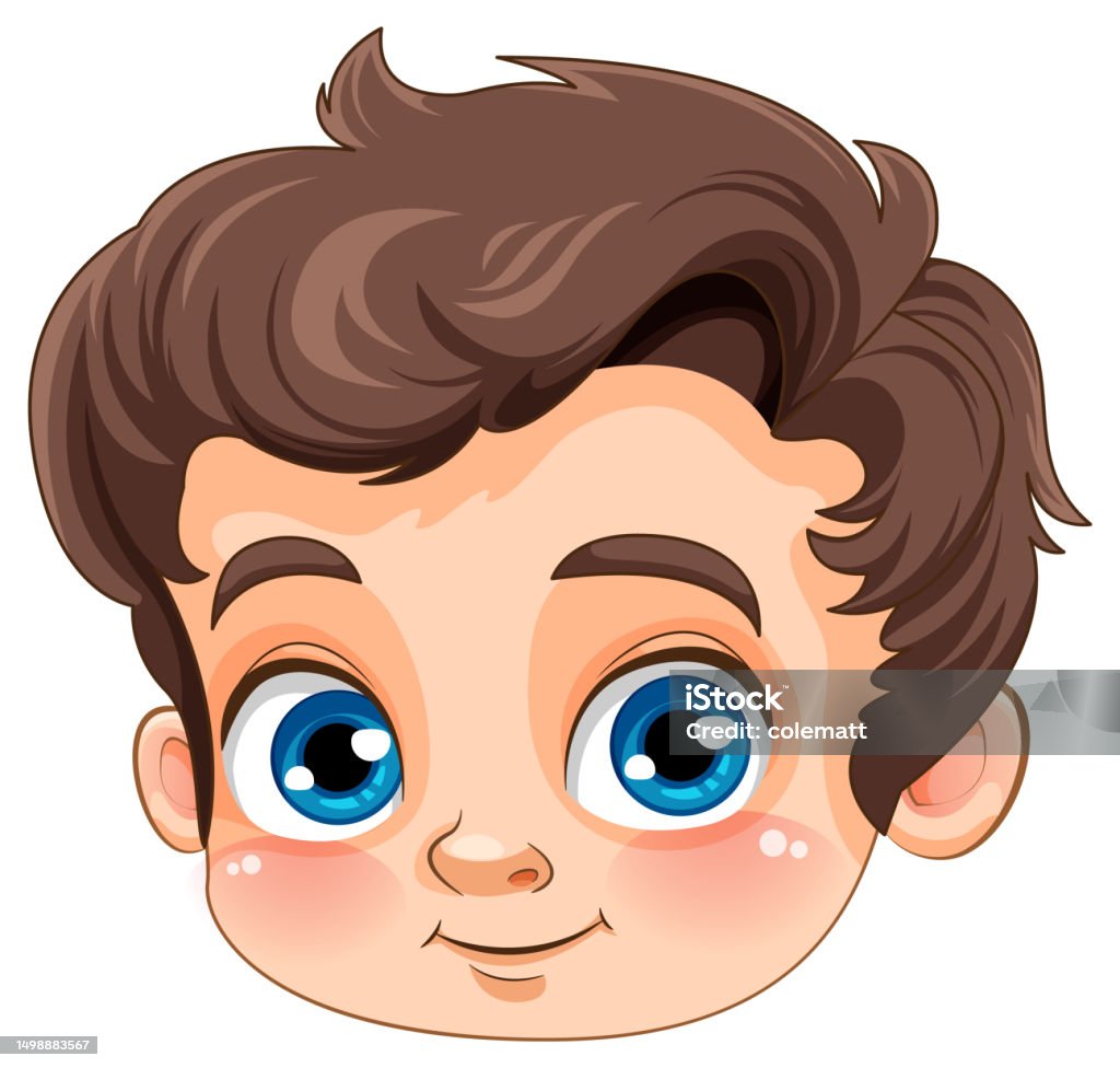 Rectangular Face Boy Cute Caucasian Boy Face Isolated Stock Illustration - Download Image ...