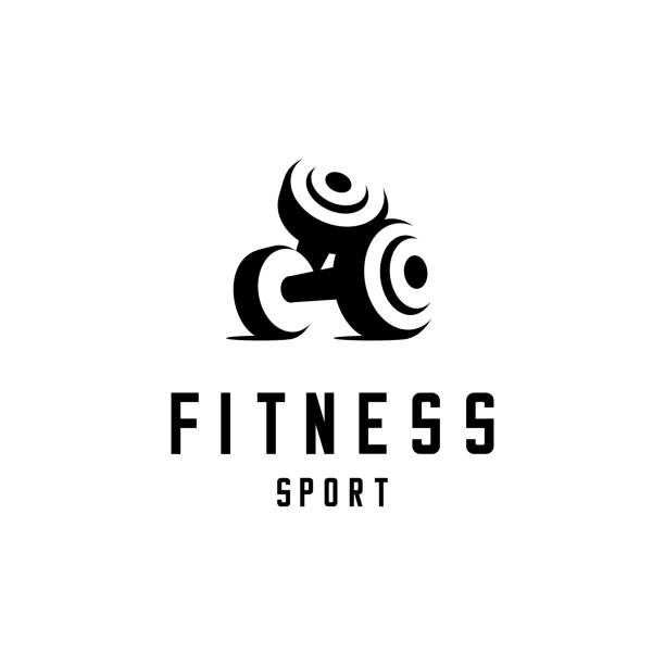 Fitness, barbell and hand barbell and hand silhouette vector design, fitness sport vector dumbbell silhouette stock illustrations