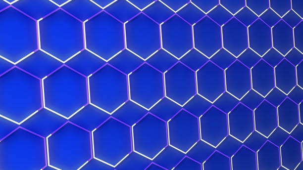 istock Luxury abstract geometric futuristic hexagon background loop. Trendy sci-fi neon-colored bg for cyberspace, films, screensaver, wallpaper. Seamless clean and glossy technology bg.; 1498895059