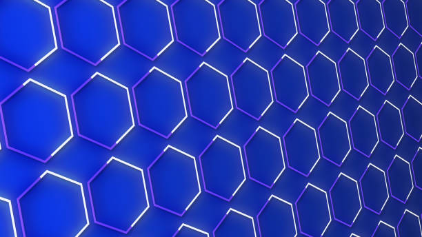 istock Luxury abstract geometric futuristic hexagon background loop. Trendy sci-fi neon-colored bg for cyberspace, films, screensaver, wallpaper. Seamless clean and glossy technology bg.; 1498895175