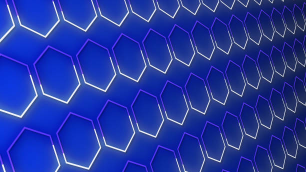 istock Luxury abstract geometric futuristic hexagon background loop. Trendy sci-fi neon-colored bg for cyberspace, films, screensaver, wallpaper. Seamless clean and glossy technology bg.; 1498896041