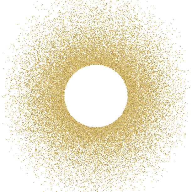 goldene metallkörner, die im kreisförmigen kopierraum kastriert sind - olaser stock-grafiken, -clipart, -cartoons und -symbole