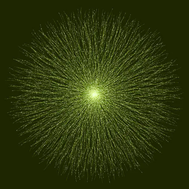 Vector illustration of Green chaos lines originating in a single point
