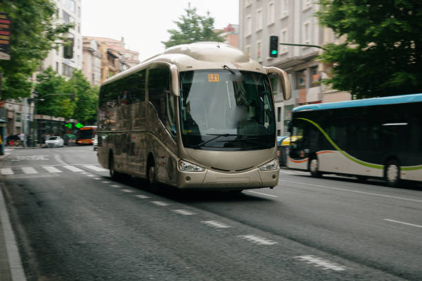 istock Coach bus in a city 1498898691