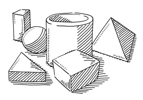 Vector illustration of Group Of Geometric Objects Drawing