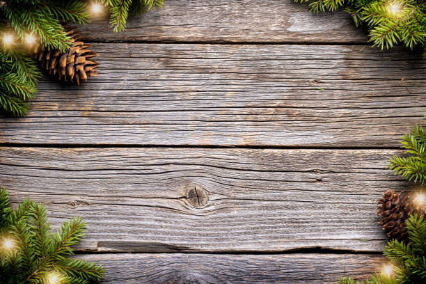 istock Christmas glowing garland and fir tree branches 1498899964