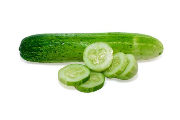 istock Cucumber and slices isolated on white background. 1498900033