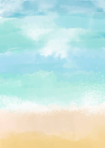 Abstract hand painted beach themed watercolour background Abstract hand painted beach themed watercolour background beach wallpaper stock illustrations