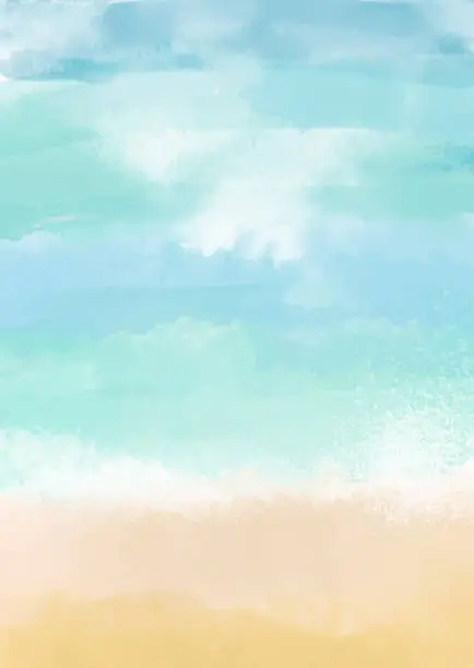 Vector illustration of Abstract hand painted beach themed watercolour background