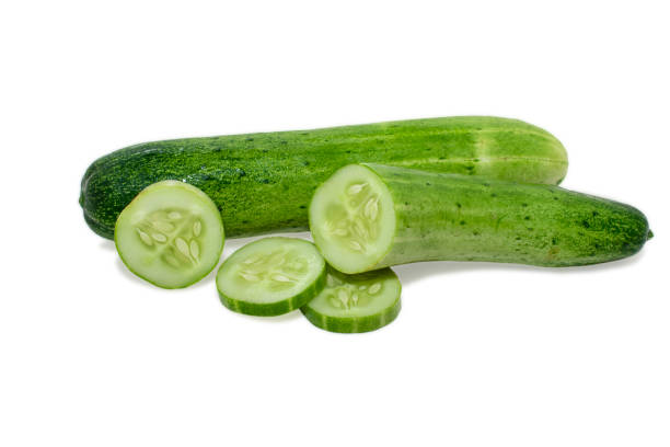 istock Cucumber and slices isolated on white background. 1498900119