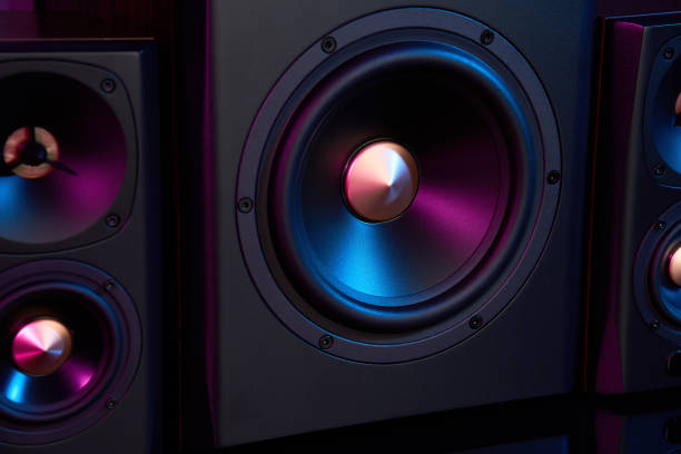 istock Multimedia acoustic sound speakers with neon lighting 1498905640