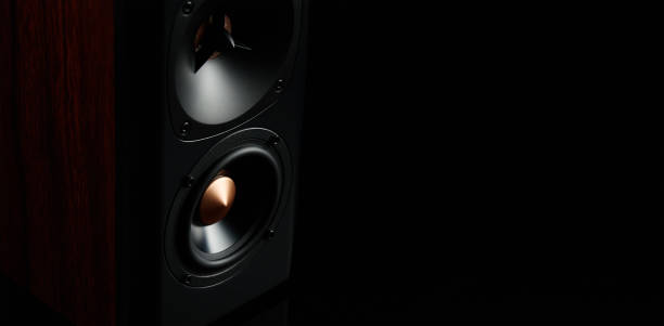 istock Multimedia acoustic sound speaker on dark background 1498905646