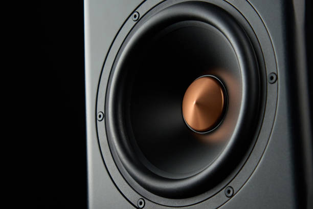 istock Multimedia acoustic sound speaker on dark background 1498905647