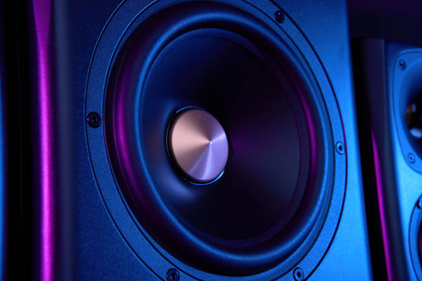 istock Multimedia acoustic sound speaker with neon lighting 1498905648