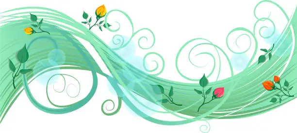 Vector illustration of Transparent summer green wave background decoration element for greeting card