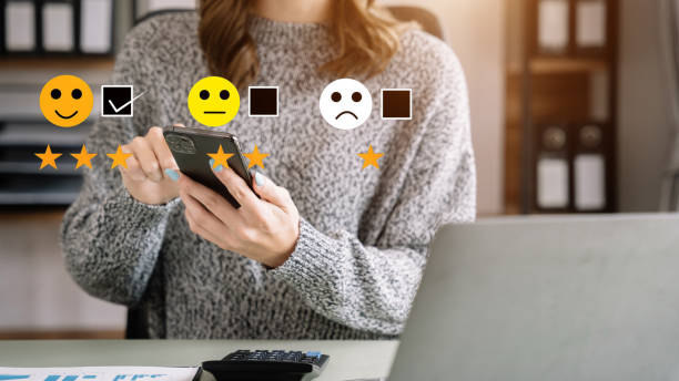 istock User give rating to service experience on online application, Customer review satisfaction feedback survey concept. 1498907554