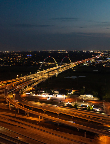Margaret McDermott Bridge at night in Dallas