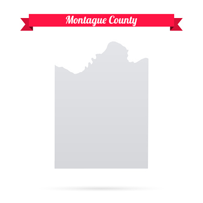 Map of Montague County - Texas, isolated on a blank background and with his name on a red ribbon. Vector Illustration (EPS file, well layered and grouped). Easy to edit, manipulate, resize or colorize. Vector and Jpeg file of different sizes.